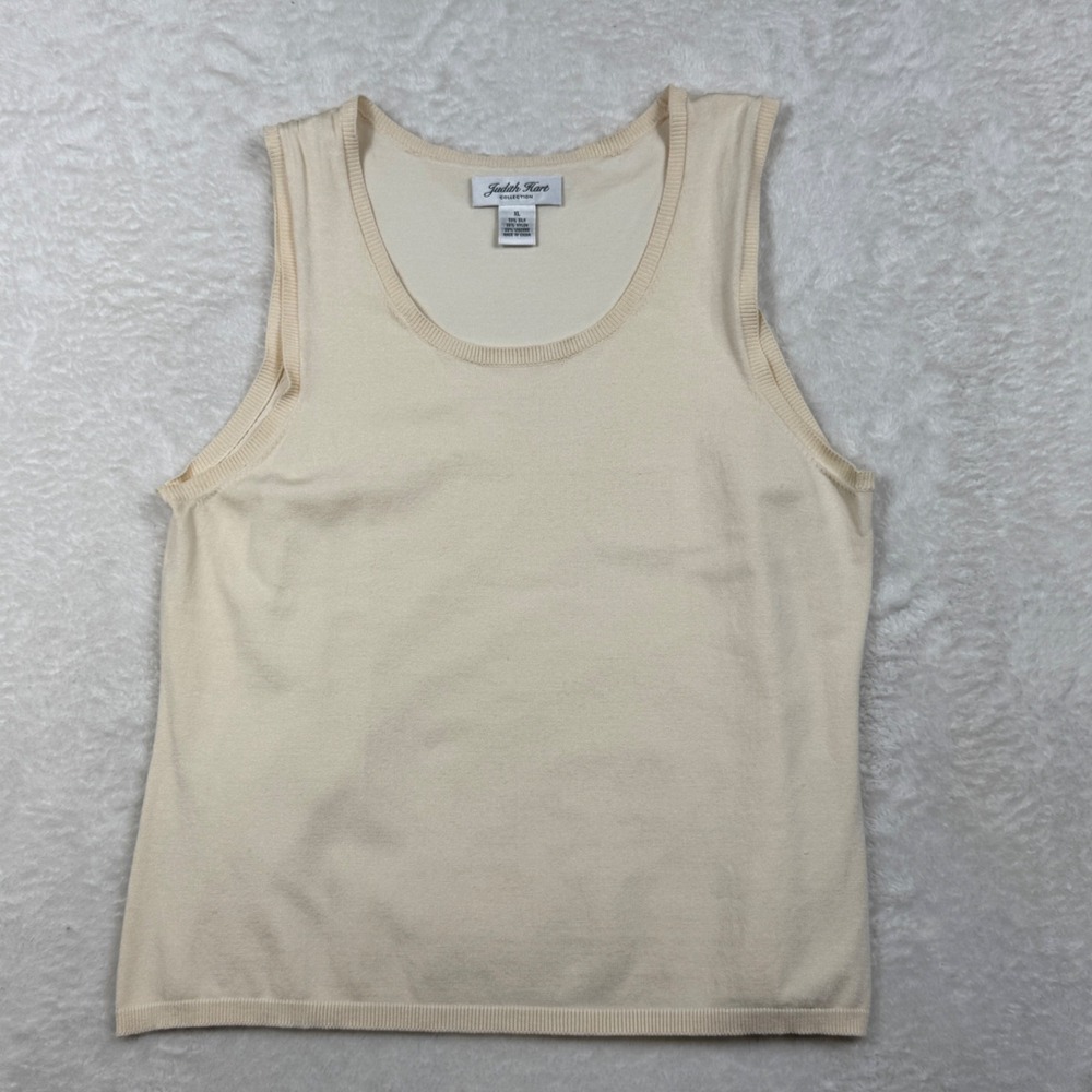 Judith Hart Tank Women Quiet Luxury XL Cream Minimalist Silk Blend Sleeveless